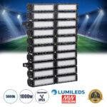GLOBOSTAR® GOLIATH 90105 Προβολέας για Γήπεδα Tennis & Ποδοσφαίρου 5x5 LED 1000W 150000lm 75°x135° SDCM<5 Fish Eye Lens AC 220-240V Αδιάβροχο IP65 IK08 Φυσικό Λευκό 5000K - Lumileds SMD Chip & Mean Well Driver - Μαύρο Ματ - Μ62 x Π22 x Υ90cm - 5 Χρόνια Εγγύηση - Image 2