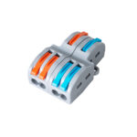 GLOBOSTAR® FAST-CONNECT 69913 Διπλή σε Τετραπλή Κλέμα Ταχείας Σύνδεσης & Διακλάδωσης Καλωδίων - 2 x Είσοδοι & 4 x Έξοδοι με Συμβατή Διατομή Καλωδίων 0.08mm² έως 2.5mm² - 250V/4KV 32A Max IP20 - Γκρι με Πορτοκαλί & Μπλε - Μ2.6 x Π4 x Υ1.5cm - Πακέτο 5 Τεμαχίων - Image 2