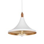 GLOBOSTAR® BELFRY 203-0076 Μοντέρνο Κρεμαστό Φωτιστικό Οροφής με Ντουί 1 x E27 AC 220-240V IP20 - Λεύκο & Χρυσό - Μ29.5 x Π29.5 x Υ22cm - Image 2