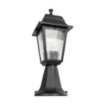 GloboStar® SOLME 203-0210 Vintage Επιδαπέδιο Φωτιστικό Φαναράκι Μονόφωτο 1 x E27 IP44 Μαύρο & Διάφανο Πλαστικό - Μ22 x Π22 x Υ40cm - Image 5