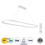 GLOBOSTAR® BOLIVAR 61272 Μοντέρνο Κρεμαστό Φωτιστικό Οροφής LED 54W 6210lm 360° AC 220-240V IP20 Ρυθμιζόμενο Λευκό CCT με Χειριστήριο από 2700K έως 6000K Dimmable - Lumileds SMD Chip - Λευκό Ματ - Μ120 x Π30 x Υ2cm - 3 Χρόνια Εγγύηση - Image 2