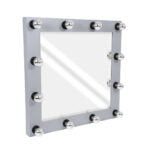 GloboStar® MAKEUP MIRROR-80x80-3 Μοντέρνος Καθρέπτης Μακιγιάζ με Πλαίσιο Φυσικού Ξύλου με Διακόπτη On/Off 12 x E27 AC220-240V - Μ80 x Π7 x Υ80cm - Γκρι Τσιμέντου - Image 2