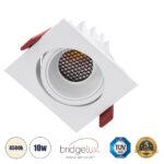 GLOBOSTAR® LEO-SQ 60290 Χωνευτό Κινούμενο Downlight Σποτ με Honeycomb Anti Glare Reflector LED 10W 1300lm 38° AC 220-240V IP20 Φυσικό Λευκό 4500K - Bridgelux COB Chip & TÜV SÜD Driver - Λευκό Ματ - Μ8.5 x Π8.5 x Υ6.6cm / Q7.5 x 7.5cm - 5 Χρόνια Εγγύηση - Image 2