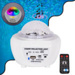 GloboStar® 79604 Λευκό Επιτραπέζιο Διακοσμητικό Φωτιστικό Ειδικών Εφε NIGHT SKY GALAXY 3D LED 10W DC 5V 2200mAh Επαναφορτιζόμενο με Bluetooth Speaker - Sound Activated - Καλώδιο Τροφοδοσίας USB και Ασύρματο Χειριστήριο RF 2.4Ghz Πολύχρωμo RGB Dimmable - Image 2