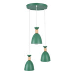 GLOBOSTAR® AVA 61575 Μοντέρνο Κρεμαστό Φωτιστικό Οροφής με Ντουί 3 x E27 AC 220-240V IP20 - Πράσινο & Μπεζ - Μ35 x Π35 x Υ130cm - Image 2