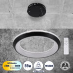 GLOBOSTAR® MELINA 61043 Μοντέρνο Κρεμαστό Φωτιστικό Οροφής LED 55W 6376lm 120° AC 220-240V IP20 Ρυθμιζόμενο Λευκό CCT με Χειριστήριο από 2700K έως 6000K Dimmable - Lumileds SMD Chip - Μαύρο Ματ - Μ48 x Π48 x Υ6.5cm - 3 Χρόνια Εγγύηση - Image 2