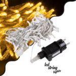 85833 Διακοσμητική Γιρλάντα 13 Μέτρα με Controller 8 Προγραμμάτων Εναλλαγών Φωτισμού - Επεκτεινόμενη 100 LED 3.6W AC 230V με Διάφανο Καλώδιο & Πρίζα Schuko Αδιάβροχη IP44 Θερμό Λευκό 3000K Μ13m - Image 2