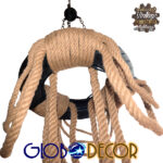 GLOBOSTAR® RUNNER 01115 Vintage Κρεμαστό Φωτιστικό Οροφής με Ντουί 6 x E27 AC 220-240V IP20 - Μαύρο & Μπεζ - Μ45 x Π45 x Υ60cm - Image 5