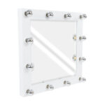 GloboStar® MAKEUP MIRROR-80x80-4 Μοντέρνος Καθρέπτης Μακιγιάζ με Πλαίσιο Φυσικού Ξύλου με Διακόπτη On/Off 12 x E27 AC220-240V - Μ80 x Π7 x Υ80cm - Λευκή Λάκα - Image 2