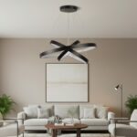 kelvo® NEMESIS KLV-101-0220-V2 Κρεμαστό Φωτιστικό Οροφής LED 120W 12000lm 180° AC 220-240V IP20 Ρυθμιζόμενο Λευκό CCT με Χειριστήριο από 2700K έως 6000K Dimmable - Lumileds SMD Chip - Μαύρο Ματ - Μ80 x Π80 x Υ80cm - 3 Χρόνια Εγγύηση - Image 2