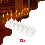 GLOBOSTAR® FIREFLAME 79565 Διακοσμητικά Κεράκια Ρεσώ με Εφέ Κινούμενης Φλόγας & Βάση Φόρτισης LED 0.2W 5lm 180° DC 1.2V με 12x Επαναφορτιζόμενες Μπαταρίες Ni-MH IP20 Θερμό Λευκό 2700K - Λευκό - Μ3.9 x Π3.9 x Υ4.9cm - Πακέτο 6 Τεμαχίων - 2 Χρόνια Εγγύηση - Image 2