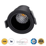 GLOBOSTAR® PLUTO-S 60251 Χωνευτό Downlight Σποτ με Honeycomb Anti Glare Reflector LED 7W 875lm 38° AC 220-240V IP20 Θερμό Λευκό 2700K - Bridgelux COB Chip & TÜV SÜD Driver - Μαύρο Ματ - Μ6.4 x Π6.4 x Υ4.9cm / Q5.5cm - 5 Χρόνια Εγγύηση - Image 2