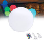 GLOBOSTAR® GARDENGLOW 85824 Μοντέρνο Φωτιστικό Κήπου Μπάλα με IR Ασύρματο Χειριστήριο LED 5W 250lm 360° DC 5V με USB-C με Επαναφορτιζόμενη Μπαταρία Li-ion 3.7V 2x18650 1400mAh Αδιάβροχο IP54 Πολύχρωμο RGBW Dimmable - Sanan SMD Chip - Γαλακτερό Λευκό - Μ24 x Π24 x Υ24cm - 2 Χρόνια Εγγύηση - Image 2
