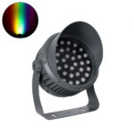 GLOBOSTAR® FLOODIMO 90748 Προβολέας Σποτ Wall Washer με Αντιθαμβωτική Γρίλια LED 100W 8000lm 10° DC 24V Αδιάβροχο IP67 Πολύχρωμο RGBW Dimmable DMX512 - Bridgelux SMD Chip - Γκρι Ανθρακί - Μ34 x Π36 x Υ44cm - 3 Χρόνια Εγγύηση - Image 2