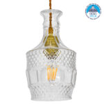 GLOBOSTAR® WHISKEY 01513 Vintage Κρεμαστό Φωτιστικό Οροφής με Ντουί 1 x E27 AC 220-240V IP20 - Διάφανο - Μ13 x Π13 x Υ22cm
