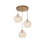 GLOBOSTAR® ILLUMIO 201-0027 Vintage Κρεμαστό Φωτιστικό Οροφής με Ντουί 3 x E27 AC 220-240V IP20 - Χρυσό & Μπεζ - Μ40 x Π40 x Υ53cm - Image 2