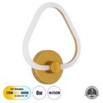 GLOBOSTAR® REGINA 61342 Μοντέρνο Φωτιστικό Τοίχου - Απλίκα LED 8W 960lm 360° AC 220-240V IP20 Ρυθμιζόμενο Λευκό CCT με On/Off 2700K/4500K/6000K - Lumileds SMD Chip - Χρυσό - Μ25 x Π7 x Υ28.5cm - 3 Χρόνια Εγγύηση - Image 2