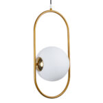 GLOBOSTAR® HAMBURG 00592 Μοντέρνο Κρεμαστό Φωτιστικό Οροφής με Ντουί 1 x E14 AC 220-240V IP20 - Χρυσό & Λευκό - Μ25 x Π20 x Υ50cm - Image 2