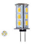 GLOBOSTAR® G4BACK 76134 Λάμπα G4 LED 5W 450lm 320° DC 12-24V IP20 Θερμό Λευκό 2700K Dimmable - Sanan SMD Chip - Back Pin - Μ1.8 x Π1.8 x Υ4.3cm - 2 Χρόνια Εγγύηση - Image 2