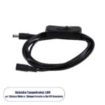 GLOBOSTAR® STRIPDC 70681 Ταχυσύνδεσμος DC Jack 5.5x2.1mm Θηλυκός σε Αρσενικό με Διακόπτη On/Off IP20 - Μαύρο - Μ185 x Π1.9 x Υ1.5cm - Image 2