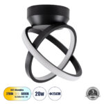 GLOBOSTAR® AMELIA 61052 Μοντέρνο Φωτιστικό Οροφής LED 20W 2400lm 300° AC 220-240V IP20 Ρυθμιζόμενο Λευκό CCT με On/Off 2700K/4500K/6000K - Lumileds SMD Chip - Μαύρο Ματ - Μ24.5 x Π16 x Υ25cm - 3 Χρόνια Εγγύηση - Image 2