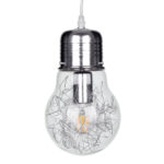 GLOBOSTAR® LAMP 01676 Μοντέρνο Κρεμαστό Φωτιστικό Οροφής με Ντουί 1 x E27 AC 220-240V IP20 - Ασημί & Διάφανο - Μ15 x Π15 x Υ27cm - Image 2