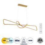 GLOBOSTAR® DOLORES 61282 Μοντέρνο Κρεμαστό Φωτιστικό Οροφής LED 105W 11760lm 300° AC 220-240V IP20 Ρυθμιζόμενο Λευκό CCT με Χειριστήριο από 2700K έως 6000K Dimmable - Lumileds SMD Chip - Χρυσό Βούρτσας - Μ110 x Π17 x Υ17.5cm - 3 Χρόνια Εγγύηση - Image 2