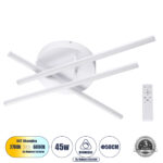 GLOBOSTAR® DRACO 61094 Μοντέρνο Φωτιστικό Οροφής LED 45W 5535lm 120° AC 220-240V IP20 Ρυθμιζόμενο Λευκό CCT με Χειριστήριο από 2700K έως 6000K Dimmable - Lumileds SMD Chip - Λευκό Ματ - Μ50 x Π50 x Υ11cm - 3 Χρόνια Εγγύηση - Image 2