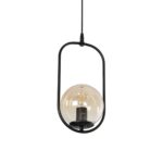 GLOBOSTAR® ZENITH 201-0093 Vintage Κρεμαστό Φωτιστικό Οροφής με Ντουί 1 x E27 AC 220-240V IP20 - Μαύρο & Μελί - Μ18 x Π15 x Υ38cm - Image 2