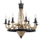 GLOBOSTAR® PENNSYLVANIA 00542 Vintage Κρεμαστό Φωτιστικό Οροφής με Ντουί 8 x E14 AC 220-240V IP20 - Μαύρο & Μπεζ - Μ64 x Π64 x Υ63cm - Image 2