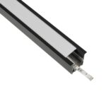 GLOBOSTAR® ALP-LINEAR RECESSA 61786-3M Χωνευτό Προφίλ Αλουμινίου με Λευκό Γαλακτερό Πατητό Κάλυμμα για Ταινίες LED IP20 - Μαύρο Ματ - Μ300 x Π3.5 x Υ4cm - Image 2