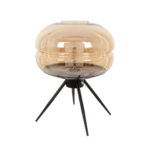GLOBOSTAR® JAVAN 00737 Μοντέρνο Επιτραπέζιο Φωτιστικό Πορτατίφ με Ντουί 1 x E27 AC 220-240V IP20 - Μελί & Μαύρο - Μ30 x Π30 x Y40cm - Image 2