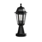 GloboStar® VITRO 203-0190 Vintage Επιδαπέδιο Φωτιστικό Φαναράκι Μονόφωτο 1 x E27 IP44 Μαύρο & Διάφανο Πλαστικό - Μ17 x Π17 x Υ40cm - Image 2