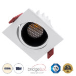 GLOBOSTAR® LEO-SQ 60288 Χωνευτό Κινούμενο Downlight Σποτ με Honeycomb Anti Glare Reflector LED 10W 1300lm 38° AC 220-240V IP20 Φυσικό Λευκό 4500K - Bridgelux COB Chip & TÜV SÜD Driver - Λευκό & Μαύρο Ματ - Μ8.5 x Π8.5 x Υ6.6cm / Q7.5 x 7.5cm - 5 Χρόνια Εγγύηση - Image 2