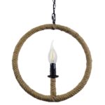 GLOBOSTAR® LINDELL 10001111 Vintage Κρεμαστό Φωτιστικό Οροφής με Ντουί 1 x E14 AC 220-240V IP20 - Μπεζ & Μαύρο - Μ37 x Π2.5 x Υ37cm - Image 2