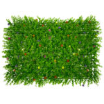 GLOBOSTAR® BUXUS 78408 Τεχνητό Πάνελ Φυλλωσιάς / Κάθετος Κήπος Καυκάσιο Πυξάρι & Πολύχρωμα Λουλούδια - Πράσινο - Μ60 x Π8 x Υ40cm - Image 2