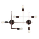 GloboStar® PIPING 00665 Vintage Επιτοίχιο Φωτιστικό Πολύφωτο 6 x E27 IP20 Χάλκινο Μέταλλο - Μ66 x Π9.5 x Υ49cm - Image 2