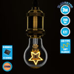 GLOBOSTAR® STAR 99251 Λάμπα E27 A60 LED 3W 240lm 360° AC 220-240V IP20 Ultra Θερμό Λευκό 2200K Dimmable - Filament Chip - Διάφανο - Μ6 x Π6 x Υ11cm - 3 Χρόνια Εγγύηση