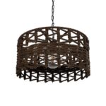 GLOBOSTAR® VERA 999-0069 Boho Κρεμαστό Φωτιστικό Οροφής με Ντουί 1 x E27 AC 220-240V IP20 - Καφέ - Μ50 x Π50 x Υ25cm