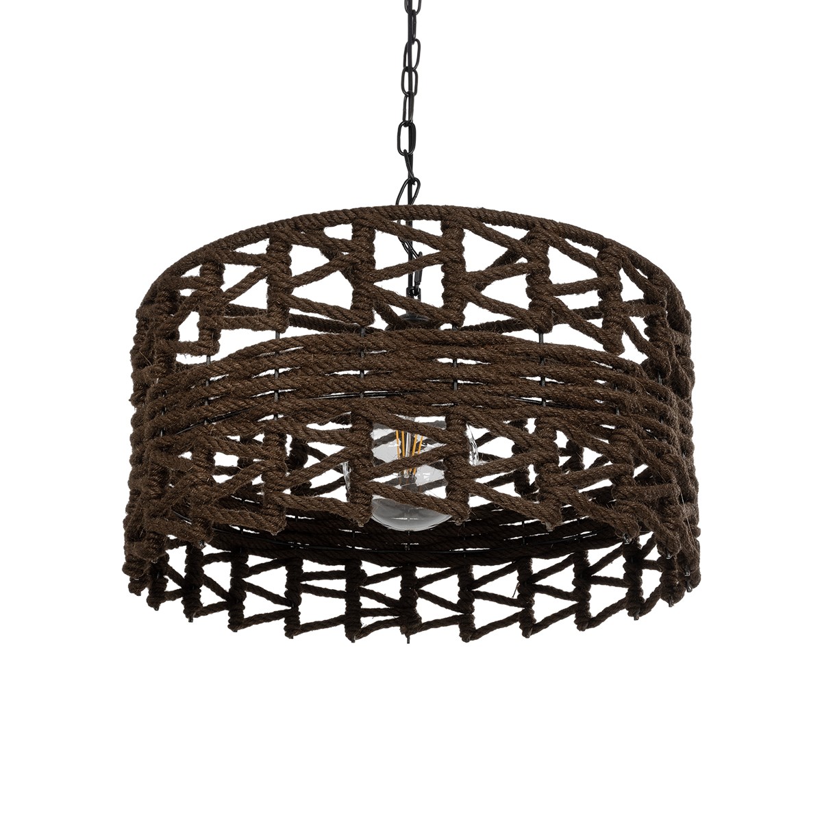 ef88c0_999_0069_1 GLOBOSTAR® VERA 999-0069 Boho Κρεμαστό Φωτιστικό Οροφής με Ντουί 1 x E27 AC 220-240V IP20 - Καφέ - Μ50 x Π50 x Υ25cm - Image 1