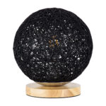 GLOBOSTAR® OCEANA 01338 Boho Επιτραπέζιο Φωτιστικό Πορτατίφ με Ντουί 1 x E27 AC 220-240V IP20 - Μαύρο & Μπεζ - M20 x Π20 x Υ22cm - Image 2