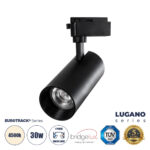 GLOBOSTAR® LUGANO 60816 Μονοφασικό Σποτ Ράγας LED 30W 3750lm 36° AC 220-240V IP20 Φυσικό Λευκό 4500K - Bridgelux COB Chip & TÜV SÜD Driver - Eurotrack 1PH - Μαύρο Ματ - Μ7.5 x Π7.5 x Υ22cm - 5 Χρόνια Εγγύηση - Image 2