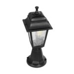 GloboStar® SOLME 203-0210 Vintage Επιδαπέδιο Φωτιστικό Φαναράκι Μονόφωτο 1 x E27 IP44 Μαύρο & Διάφανο Πλαστικό - Μ22 x Π22 x Υ40cm - Image 6