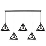 GLOBOSTAR® TRIANGLE 00608 Μοντέρνο Κρεμαστό Φωτιστικό Οροφής με Ντουί 5 x E27 AC 220-240V IP20 - Μαύρο - Μ170 x Π22 x Y130cm - Image 2