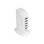 GLOBOSTAR® CHARGER 79704 Πολυφορτιστής DC 5V με 5 x USB 2.0 & 1 x USB-C 30W 6A AC 220-240V IP20 - Λευκό - Μ8 x Π6.5 x Υ11.5cm - Image 2