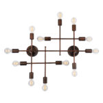 GLOBOSTAR® PIPING 00668 Vintage Φωτιστικό Τοίχου - Απλίκα με Ντουί 12 x E27 AC 220-240V IP20 - Χάλκινο - Μ78.5 x Π9.5 x Υ64cm - Image 2