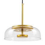 GLOBOSTAR® CHARLOTTE 00742 Μοντέρνο Κρεμαστό Φωτιστικό Οροφής LED 5W 500lm 180° AC 220-240V IP20 Θερμό Λευκό 2700K - Lumileds SMD Chip - Διάφανο & Χρυσό - Μ23 x Π23 x Υ23cm - 2 Χρόνια Εγγύηση - Image 2
