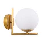 GLOBOSTAR® JADA 01426 Μοντέρνο Φωτιστικό Τοίχου - Απλίκα με Ντουί 1 x E27 AC 220-240V IP20 - Χρυσό & Λευκό - Μ15 x Π21.5 x Υ18cm - Image 2
