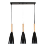GLOBOSTAR® DILLON 00630 Μοντέρνο Κρεμαστό Φωτιστικό Οροφής με Ντουί 3 x E27 AC 220-240V IP20 - Μαύρο & Μπεζ - Μ54 x Π14 x Υ130cm - Image 2