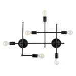 GLOBOSTAR® PIPING 00664 Vintage Φωτιστικό Τοίχου - Απλίκα με Ντουί 6 x E27 AC 220-240V IP20 - Μαύρο - Μ66 x Π9.5 x Υ49cm - Image 2
